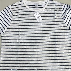 J. Crew Navy and White Striped Short Sleeve Tee